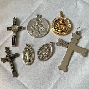 Vintage Religious Cross and Medal Pendants